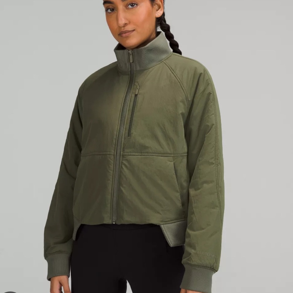 lululemon athletica short insulated bomber olive green